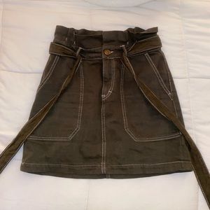 Free People Olive Green Skirt with Front Tie, Size 0